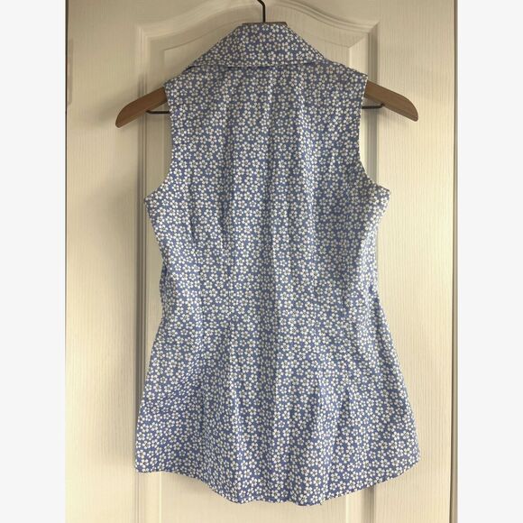 Finley Women's Sleeveless Button Up Top Blouse Blue Floral Tie Front Size XS - Picture 3 of 10